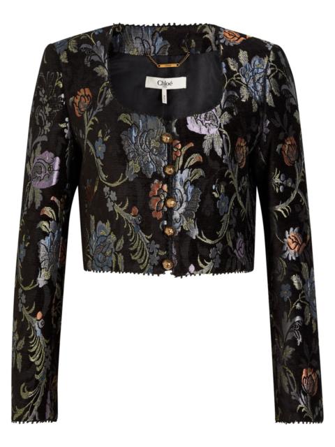 Chloé Chloe Floral-brocade Woven Cropped Jacket
