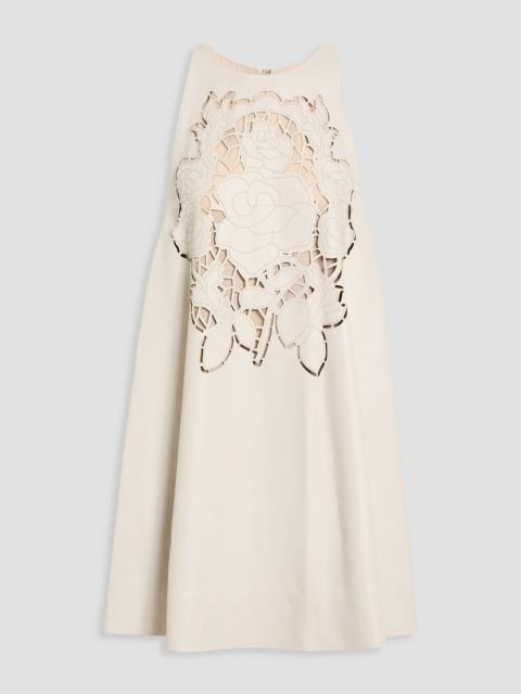 Oscar de la Renta Laser-cut leather mini dress