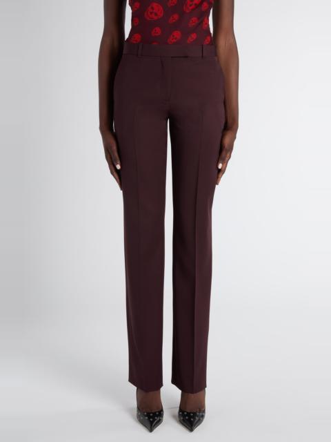 Alexander McQueen McQueen Wool Cigarette Trousers in Dark Purple at Nordstrom