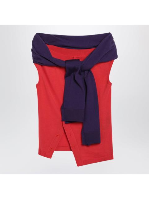 Other Designers Jw Anderson Red Off-The-Shoulder Tank Top In Merino Wool Women