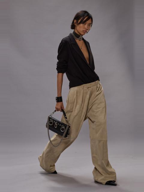 R13 PLEATED WIDE LEG LEATHER PANT