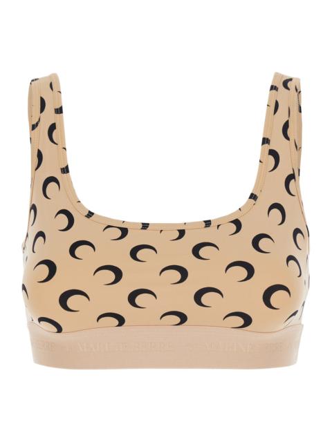 Marine Serre Marine Serre Women Moon Printed Jersey Sports Bra Beige