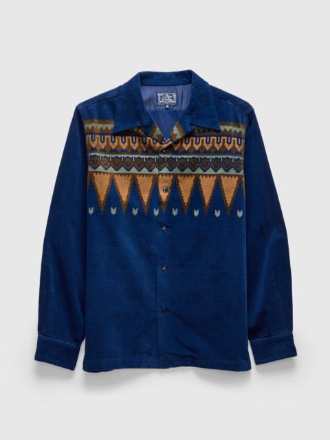 Studio D'Artisan "Bunta Print" Corduroy Shirt in Indigo