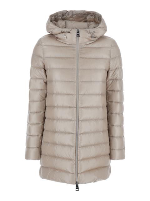 Herno Herno Women Down Jacket With Hood And Drawstring In Tech Fabric Beige Women