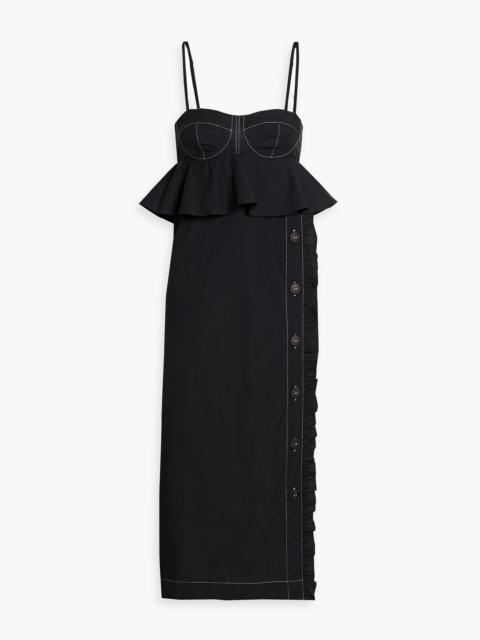 KIKA VARGAS Leymah ruffled cotton-poplin midi dress
