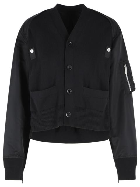 sacai Sacai Black Cotton Blend Cardigan Women