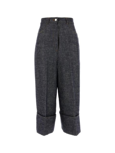 Givenchy Givenchy Women Denim Blue Linen Blend Palazzo Pant