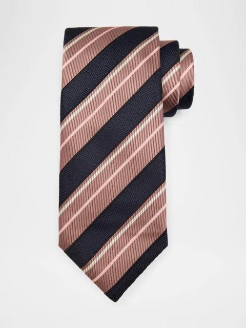 Brioni Men's Silk and Cotton Regimental Stripe Tie
