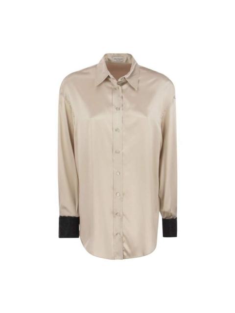 Brunello Cucinelli Brunello Cucinelli Beige Satin Shirt With Contrast Cuffs