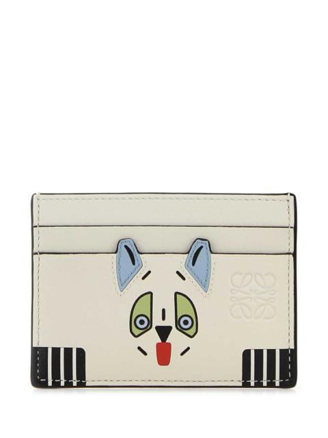 Loewe Loewe Women Ivory Leather Futurist Cats Card Holder