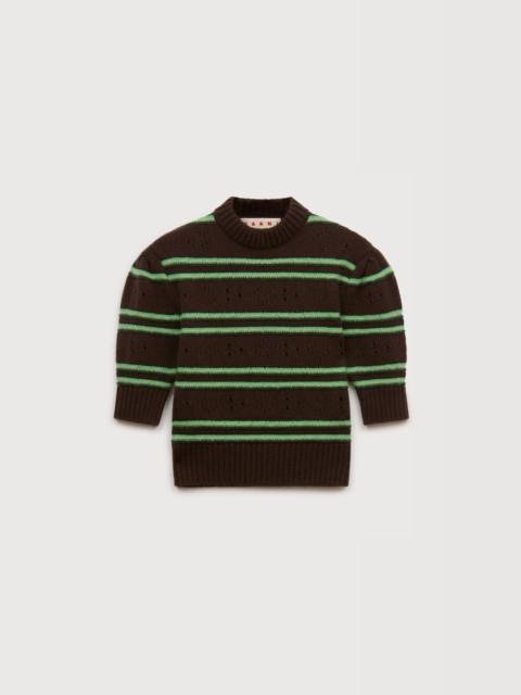 Marni BROWN CASHMERE SWEATER WITH OPENWORK KNIT