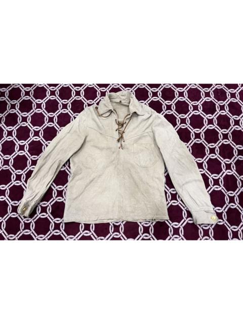 Other Designers Genuine Leather - Vintage 50s/60s Western Pullover Suede Leather Conmatic Zip