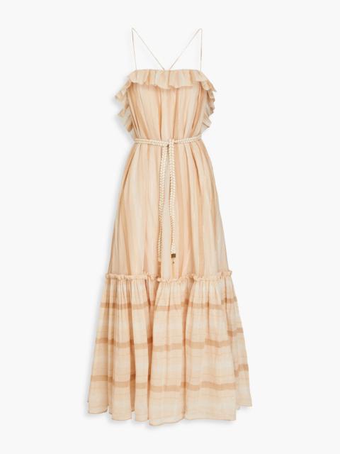 Zimmermann Ruffled striped cotton-blend maxi dress