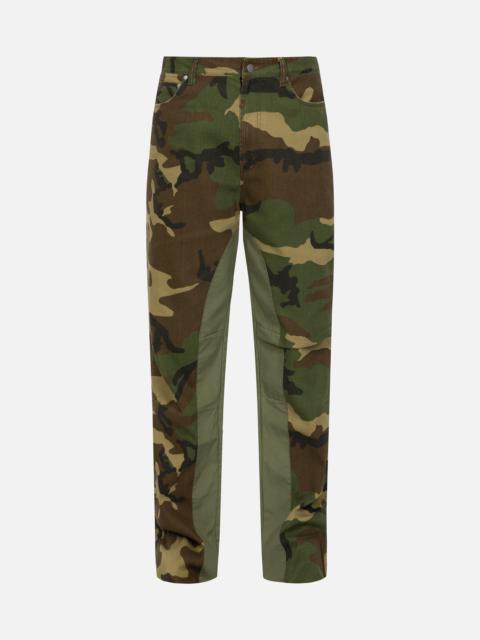 EVISU SEAGULL APPLIQUÉ EMBROIDERY BAGGY FIT CAMO PARACHUTE PANTS