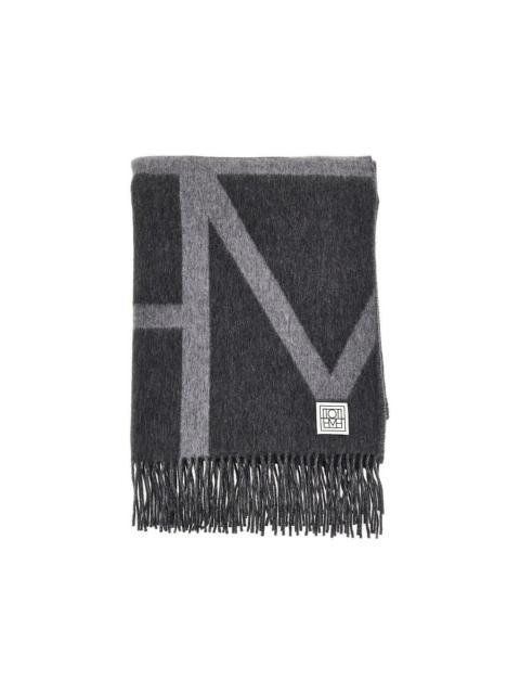 TOTEME Toteme Brushed Wool Monogram Scarf Grey