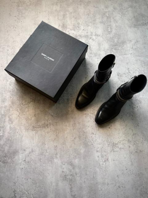 SAINT LAURENT Saint Laurent Paris 13AW Black Zip Chain Chelsea Boots