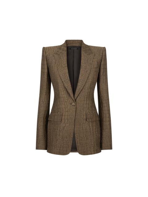 TOM FORD CROCO JACQUARD SINGLE BREASTED PEAK LAPEL JACKET