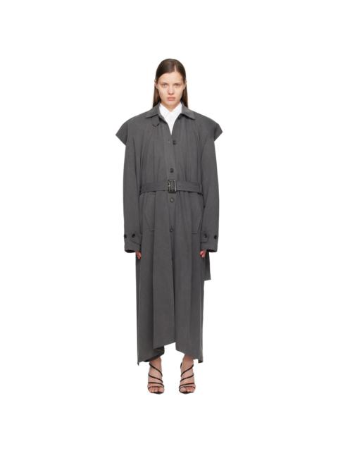 pushBUTTON Gray Square Trench Coat