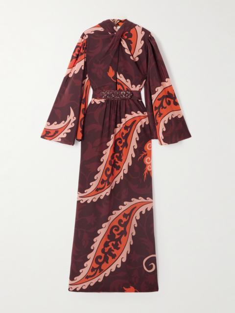 Johanna Ortiz Santa Maria Belted Printed Silk-satin Maxi Dress