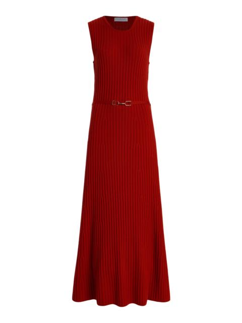 GABRIELA HEARST Meier Belted Knit Cashmere-Silk Midi Dress orange