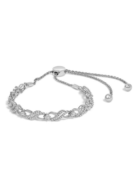 Other Designers Haus of Brilliance .925 Sterling Silver 1/2 Cttw Diamond Weave and Station Bolo Bracelet