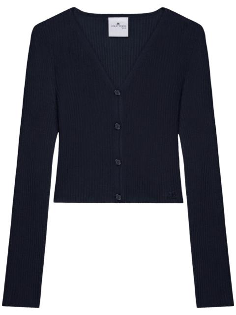 courrèges cropped fine-ribbed cardigan