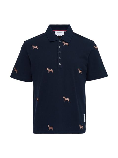 Thom Browne Short Sleeve Polo With Horse