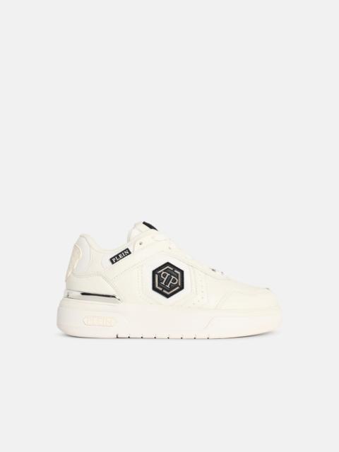 PHILIPP PLEIN 'SK8R' WHITE FABRIC BLEND SNEAKERS