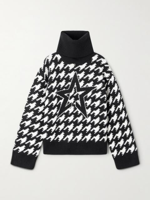 PERFECT MOMENT Jacquard-knit Houndstooth Wool Turtleneck Sweater