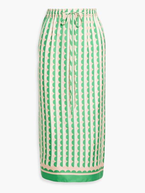 Oscar de la Renta Printed silk-twill midi skirt