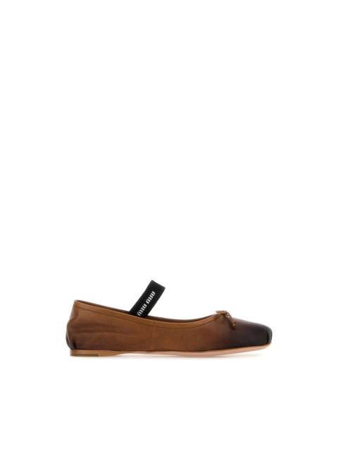 Miu Miu MIU MIU Shaded Brown Leather Ballerina Flats New & Authentic