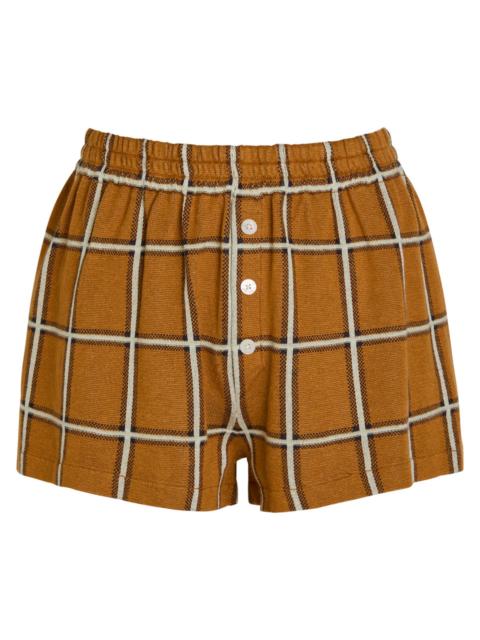 GUEST IN RESIDENCE Guest In Residence Picnic Plaid Silk and Linen-blend Shorts