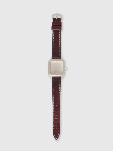 Our Legacy No Time Watch Sterling Silver Burgundy Strap