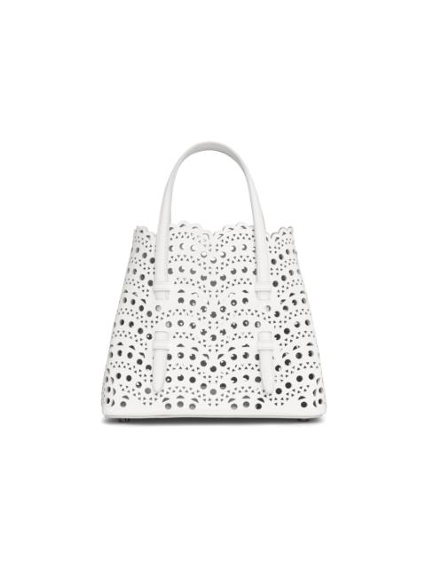 Alaïa Mina 20 Laser-Cut Leather Top Handle Bag white