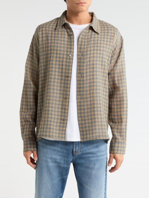 FRAME FRAME Plaid Wool Button-Up Shirt in Blue/Beige Plaid at Nordstrom