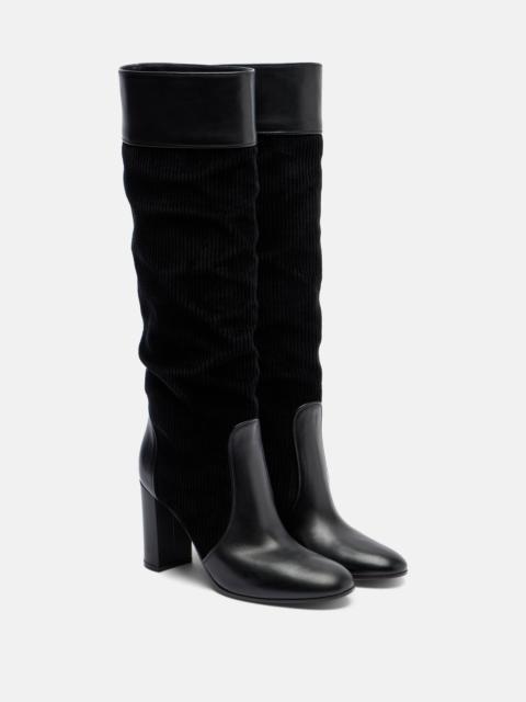 Gianvito Rossi Leather and corduroy knee-high boots