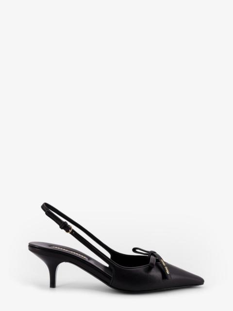 Miu Miu Miu Miu Women Leather Decollete With Logo Bow Detail