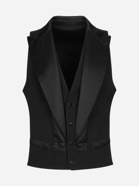 Single-breasted gabardine vest