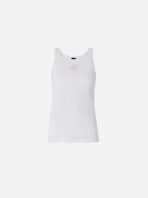 PINKO RIBBED VEST TOP WITH LOVE BIRDS EMBROIDERY