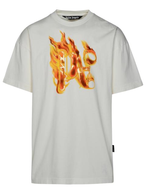 Palm Angels Palm Angels 'BURNING Monogram' White Cotton T-shirt
