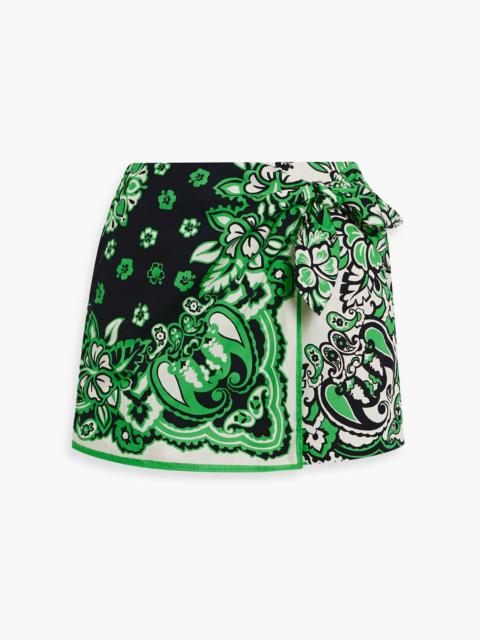 REDValentino Skirt-effect printed cotton-poplin shorts