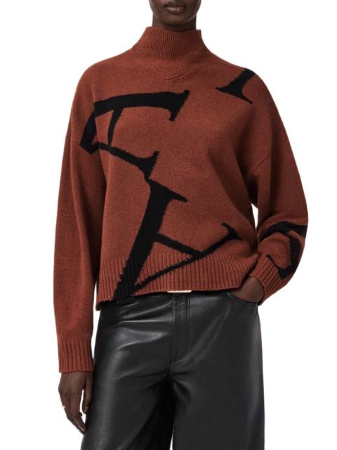 ALLSAINTS AllSaints A Star Turtleneck Sweater in Chestnut Brown/Black at Nordstrom