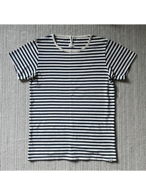 visvim SS14 Border Crew navy white blue cotton tee