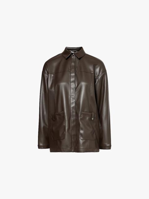 Quantum long-sleeves faux-leather shirt