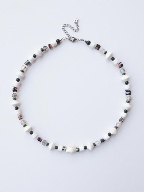 Other Designers Handmade Holiday Vibe Dalmation Stone Beaded Necklace 16.1in