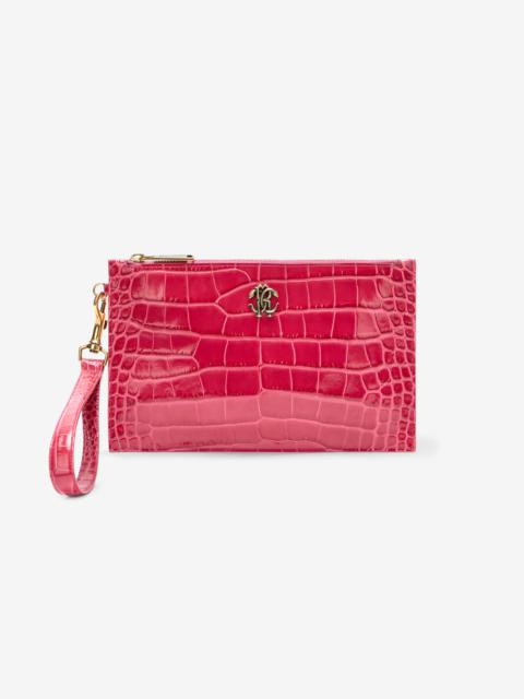 Roberto Cavalli Crocodile-Effect Flat Clutch