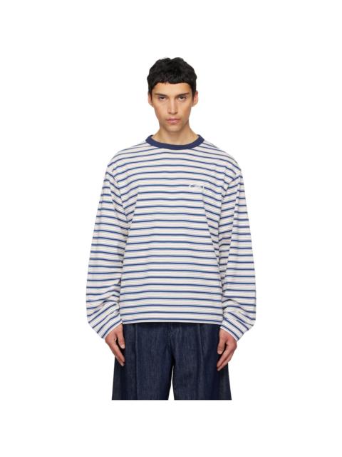We11done White & Blue We11done Stripe Long-Sleeve T-shirt
