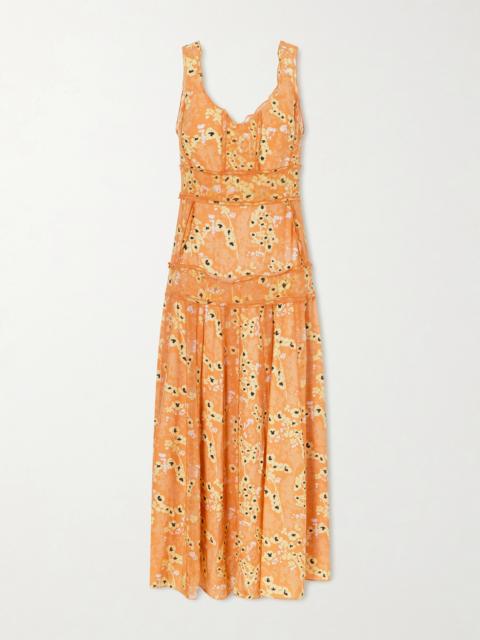 LA LIGNE Panelled Printed Silk Maxi Dress