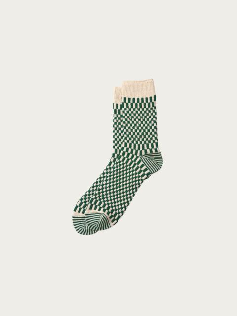 ROTOTO® Checkerboard Pattern Socks - Green