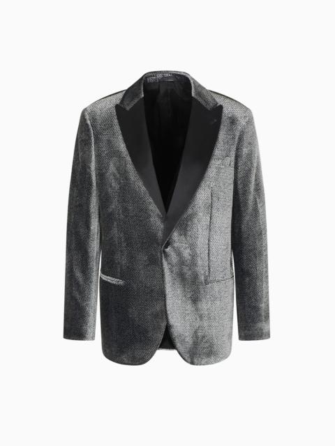 GIORGIO ARMANI GIORGIO’S SINGLE-BREASTED TUXEDO JACKET IN MICRO DEVORÉ VELVET
